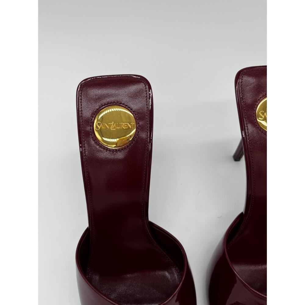 Saint Laurent Romy heeled Mules Patent Leather Stiletto Bordeaux - 38 (US 8) - Picture 6 of 13